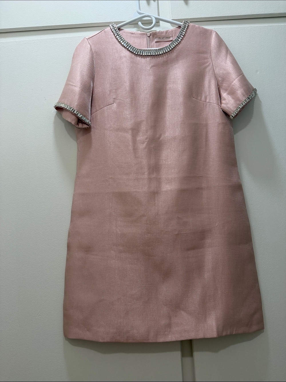 L'Amour Blush Pink Jewel-Trim Shift Dress